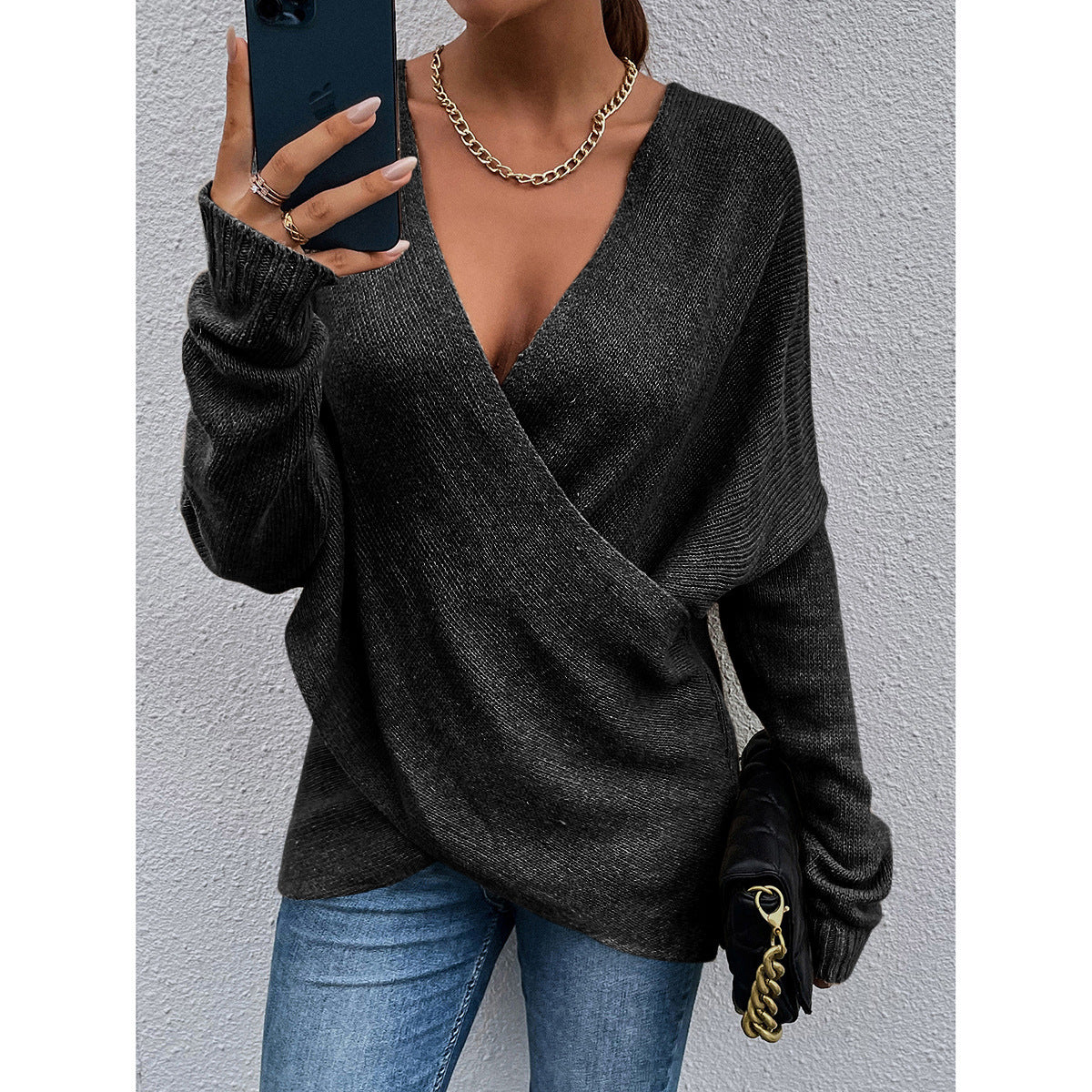 Criss Cross V-Neck Cozy Fall Sweater