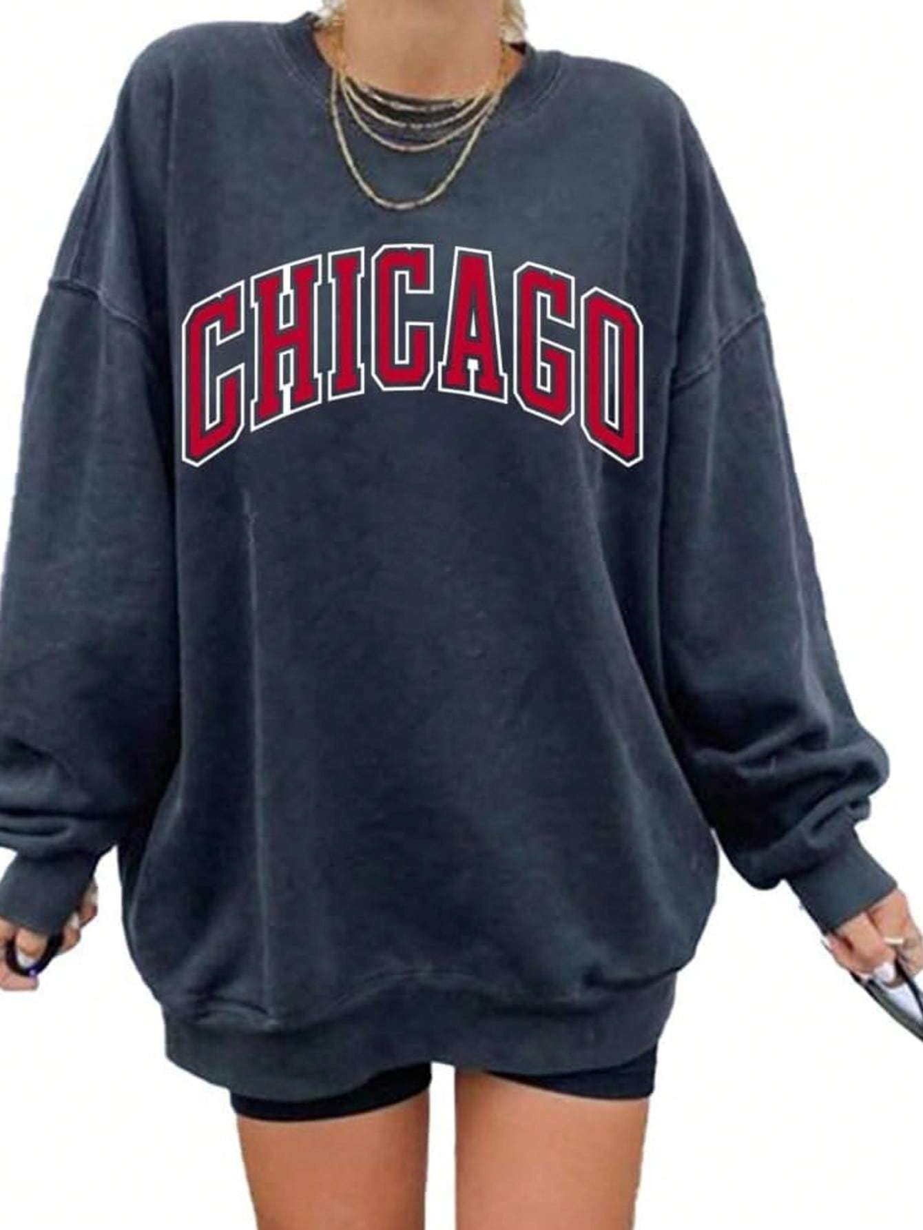 Chicago Oversized Sweatshirt | Casual Crewneck Pullover by Langwyqu
