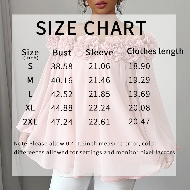 Elegant 3D Floral Off-Shoulder Ruffle Blouse