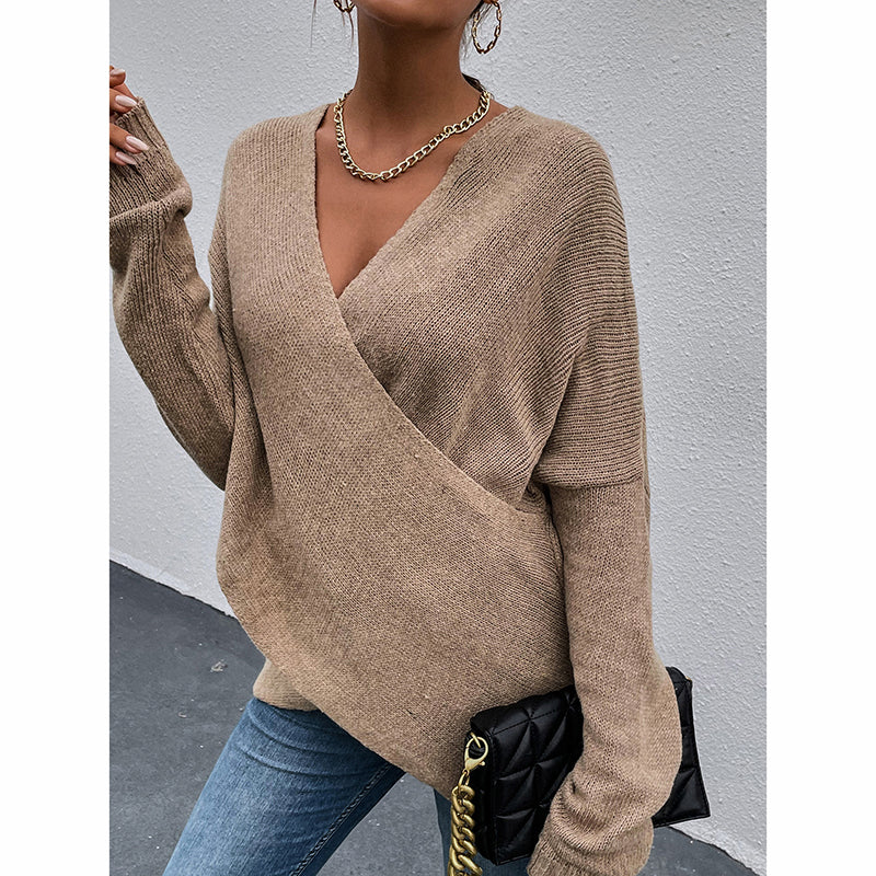 Criss Cross V-Neck Cozy Fall Sweater